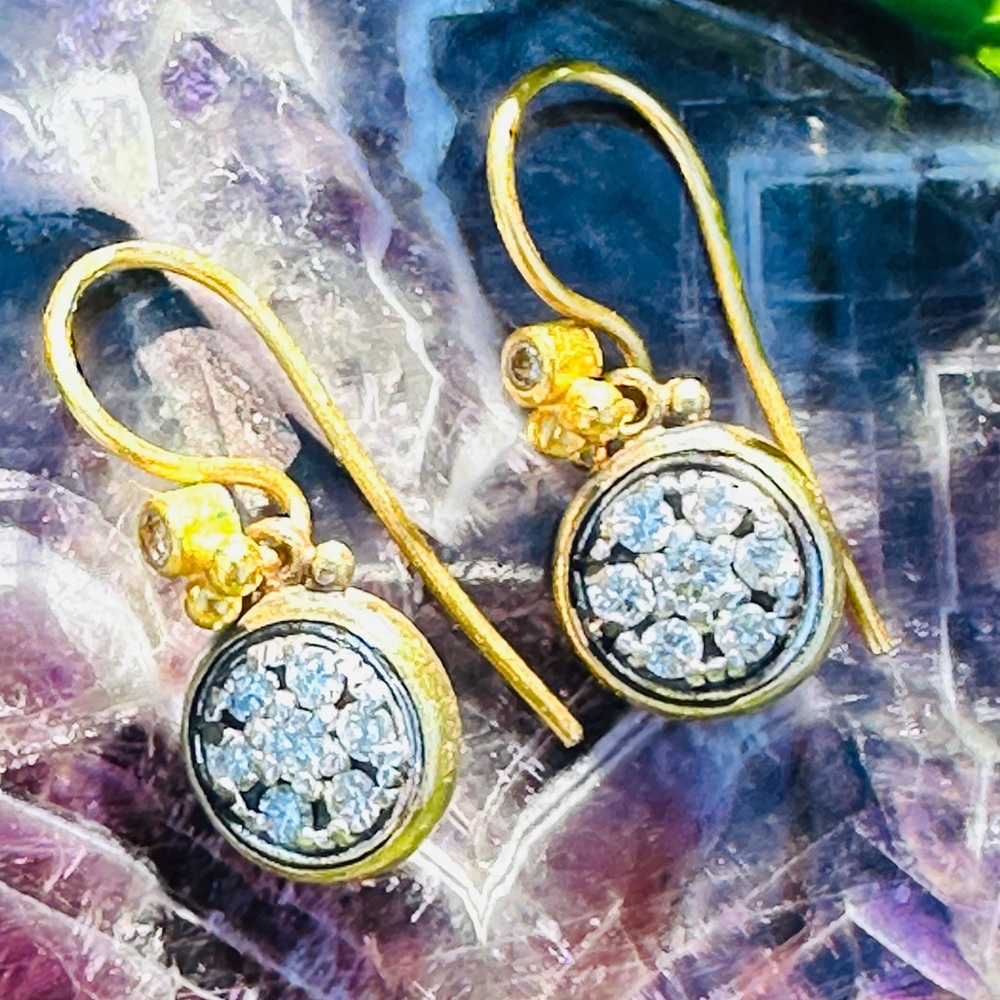 Gold and Diamond Floral Drop Earrings